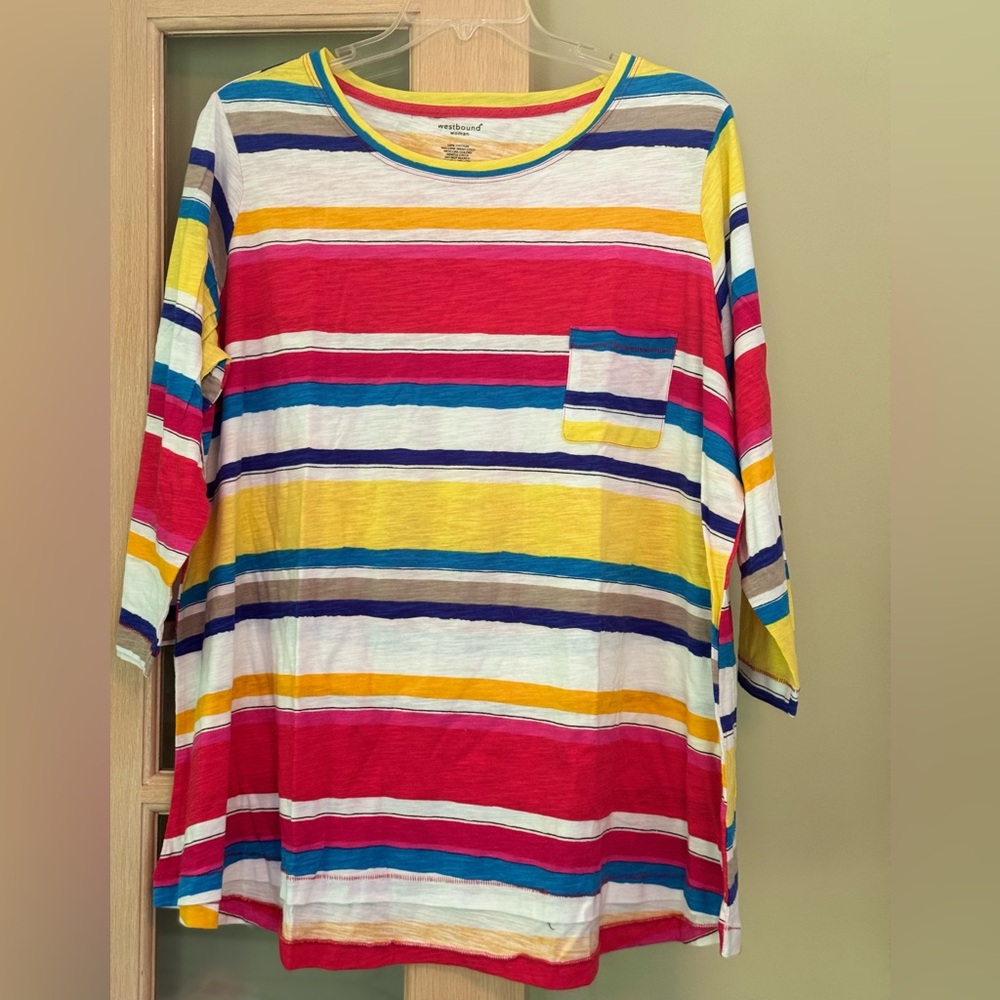 Westbound Multicolor Striped Long Sleeve Top